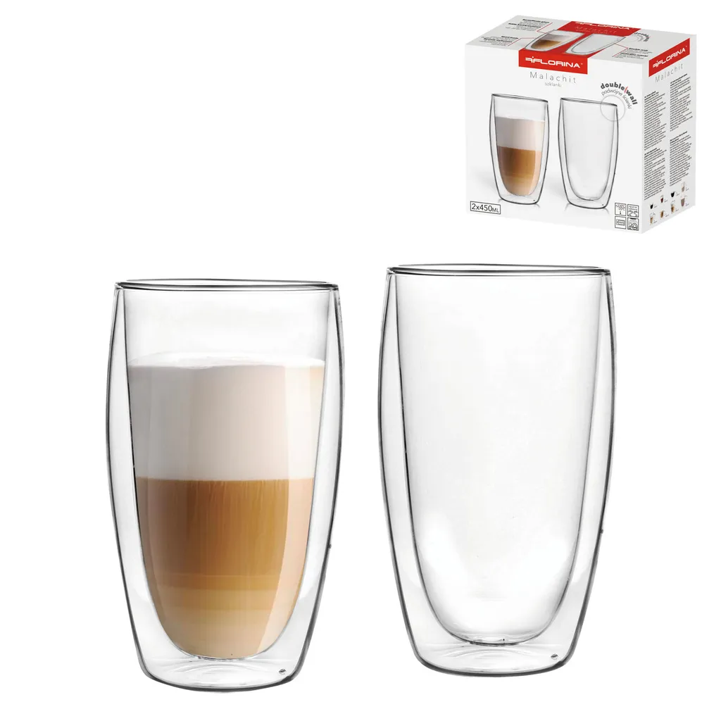 Thermogläser Doppelwandig 2er SET Latte Macchiato FLORINA MALACHIT 450 ml